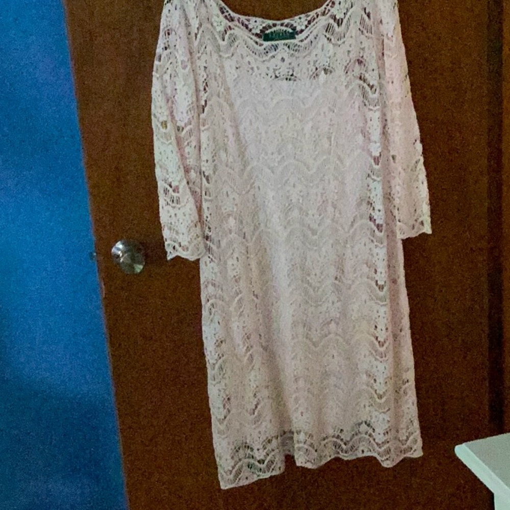 Ralph Lauren woman’s size 16 pink crocheted dress.